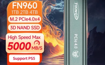 Fikwot PC 데스크탑 SSD 디스크용 내장 솔리드 스테이트 드라이브, 방열판 포함, FN960 M.2 SSD, 512GB, 1TB, 2TB, 5000 MB/s, PCIe4.0 x 4 NVMe