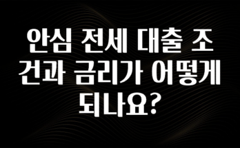 올해 베스트 안심 전세 대출 조건과 금리가 어떻게 되나요? 확인 부탁드립니다