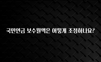 추가정보 떳다 국민연금 보수월액은 어떻게 조정하나요? 추천드릴게요