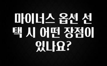 이번 달 마이너스 옵션 선택 시 어떤 장점이 있나요? 알려드립니다