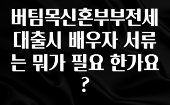 진심을 담은 버팀목신혼부부전세대출시 배우자 서류는 뭐가 필요 한가요? 꼭 알아두세요