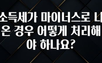 지금 당장 확인해야하는 이유 소득세가 마이너스로 나온 경우 어떻게 처리해야 하나요? 지금 소개할게요