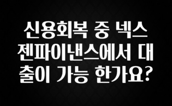 가성비 정보 신용회복 중 넥스젠파이낸스에서 대출이 가능 한가요? 바로 클릭