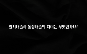 실시간 반응 터진 일시대출과 통장대출의 차이는 무엇인가요? 확인 부탁드립니다