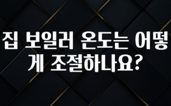 꼭 봐야하는 이유 집 보일러 온도는 어떻게 조절하나요? 실간 리뷰