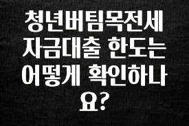 엄마아빠가 좋아하는 청년버팀목전세자금대출 한도는 어떻게 확인하나요? 확인해보세요