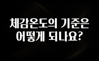 찐공개 체감온도의 기준은 어떻게 되나요? 정직하게 소개해보겠습니다