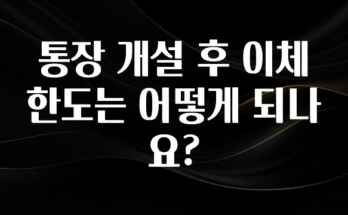 꾸준한 인기 통장 개설 후 이체 한도는 어떻게 되나요? 바로 클릭