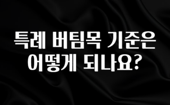간단정보 특례 버팀목 기준은 어떻게 되나요? 꼭 확인해보세요