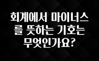 유튜브에서 난리난 정보 회계에서 마이너스를 뜻하는 기호는 무엇인가요? 무조건 확인