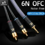 모두가 궁금해 했던 HIFI 3.5mm ~ 2 RCA 스테레오 오디오 케이블 6N OFC RCA 오디오 케이블 앰프 믹서용 3.5 Y 분배기 무조건 확인