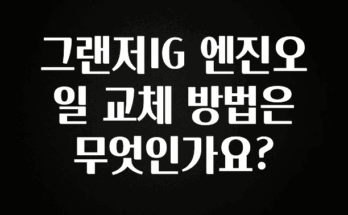 보고싶은 순간 그랜저IG 엔진오일 교체 방법은 무엇인가요? 궁금하신가요?