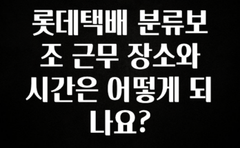 가성비 정보 롯데택배 분류보조 근무 장소와 시간은 어떻게 되나요? 30초면 확인 가능합니다