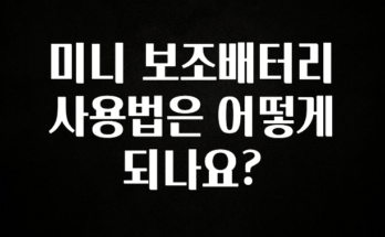 기다렸던 정보 미니 보조배터리 사용법은 어떻게 되나요? 최신정보