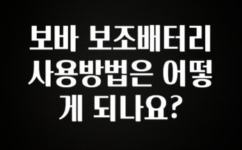 올해 베스트 보바 보조배터리 사용방법은 어떻게 되나요? 기억하세요