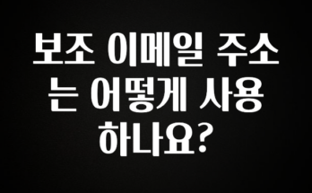 요즘 이게 유행 보조 이메일 주소는 어떻게 사용하나요? 확인 부탁드립니다