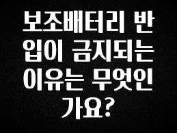 주목 보조배터리 반입이 금지되는 이유는 무엇인가요? 바로 소개합니다.