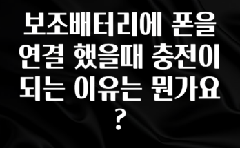 대박인 증거 보조배터리에 폰을 연결 했을때 충전이 되는 이유는 뭔가요? 요약본만 확인해보세요