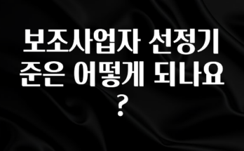 빼박 필수 보조사업자 선정기준은 어떻게 되나요? 소개합니다