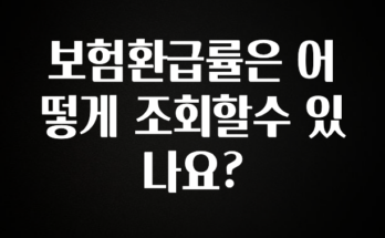 모두가 찾는 보험환급률은 어떻게 조회할수 있나요? 아쉬움이 없습니다