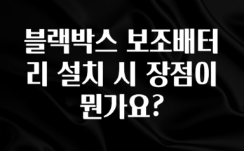 찐공개 블랙박스 보조배터리 설치 시 장점이 뭔가요? 소개합니다