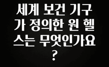 엄마아빠가 좋아하는 세계 보건 기구가 정의한 원 헬스는 무엇인가요? 꼭 알아두세요