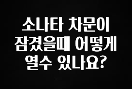 긴급소식 소나타 차문이 잠겼을때 어떻게 열수 있나요? 아주 좋은 정보입니다