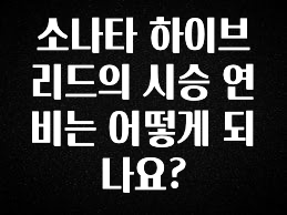 무조건 이득인 소나타 하이브리드의 시승 연비는 어떻게 되나요? 요약본만 확인해보세요