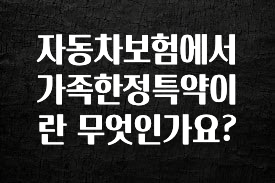 이번 달 자동차보험에서 가족한정특약이란 무엇인가요? 관심이 뜨겁습니다