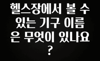 일단 무조건 저장하기 헬스장에서 볼 수 있는 기구 이름은 무엇이 있나요? 알짜배기만 골라가세요