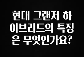 꼭 써야하는 현대 그랜저 하이브리드의 특징은 무엇인가요? 1분이면 확인가능 합니다