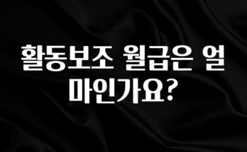 간단소식 활동보조 월급은 얼마인가요? 핫한 정보입니다