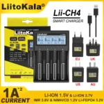 (2025 업데이트) LiitoKala LII-CH4 3.7V 18650 21700 26650 18500 1.2V AA AAA NiMH 1.5V 리튬 이온 배터리용 4슬롯 배터리 충전기 관심이 뜨겁습니다