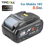 사랑을 담은 선물 Makita 18V 21700 배터리 전동 공구 용 TPCELL 18V 8AH BMS가있는 18 V 스크루 드라이버 용 리튬 이온 교체 LXT BL1850 BL1840 전합니다