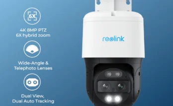 이번 달 Reolink TrackMix 시리즈 Poe & WiFi 카메라 4k 듀얼 렌즈 PTZ 자동 추적 야외 애완 동물 자동차 인간 감지 8MP IP 보안 카메라 전합니다