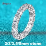 방금 전달받은 Smyoue 2-5mm 여성을위한 전체 Moissanite 반지 스파클링 웨딩 영원 밴드 100% S925 스털링 실버 주얼리 클래식 반지 GRA 소개합니다