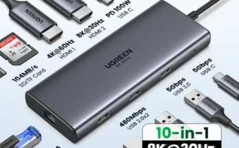런칭 UGREEN 듀얼 HDMI USB-C 허브 8K 4K HDMI 어댑터 MacBook Pro Air 노트북 USB 허브용 RJ45 USB3.0 PD 100W 도크가 포함된 10 in 1 분배기 실간 리뷰