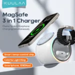 올해 베스트 KUULAA 3 in 1 무선 충전기 스탠드 iPhone 15 14 색상 변경 LED 조명 AirPods/Watch 용 자기 무선 충전 1분이면 확인가능 합니다