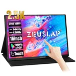 美친 소식 ZEUSLAP 16″ 2.5K 144hz 터치 스크린 휴대용 모니터 2560*1600 100%sRGB 500Cd/m² 노트북 컴퓨터용 여행용 디스플레이 아쉬움이 없습니다