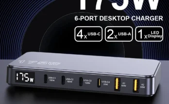 감사한 마음으로 준비한 맥북 삼성 아이폰용 Ueetop 175W GaN USB C 충전기 LED 디스플레이 6포트 데스크탑 충전기 타입 C PD 100W PPS 45W 고속 충전 알짜배기만 골라가세요