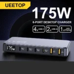 인플루언서가 추천한게 바로 맥북 삼성 아이폰용 Ueetop 175W GaN USB C 충전기 LED 디스플레이 6포트 데스크탑 충전기 타입 C PD 100W PPS 45W 고속 충전 확인해보세요
