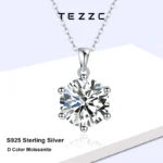 엄마들도 좋아하는 여성을위한 Tezzc 2ct 3ct 5ct 다이아몬드 Moissanite 목걸이 웨딩 Jewely S925 스털링 슬라이버 with18k 골드 도금 펜던트 목걸이 전해드립니다