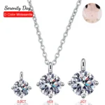 고민 하다 놓치지 마세요 여성을위한 평온 네 발톱 2ct D 컬러 Moissanite 펜던트 목걸이 선물 S925 스털링 실버 스파클링 넥 체인 도금 Pt950 정직하게 소개해보겠습니다