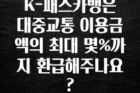 드디어 다음주에 공개 K-패스카뱅은 대중교통 이용금액의 최대 몇%까지 환급해주나요? 지금 소개할게요