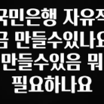 추가정보 국민은행 자유적금 만들수있나요 만들수있음 뭐 필요하나요 아쉬움이 없습니다