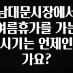 대박소식 남대문시장에서 여름휴가를 가는 시기는 언제인가요? 정직하게 소개해보겠습니다