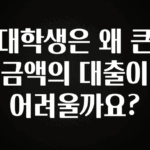 추천드려야할 소식 대학생은 왜 큰 금액의 대출이 어려울까요? 실시간 리뷰입니다