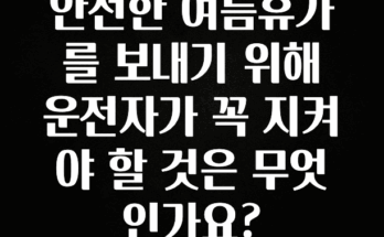 지금 당장 “이거” 확인 안전한 여름휴가를 보내기 위해 운전자가 꼭 지켜야 할 것은 무엇인가요? 무조건 확인