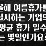 시간이 없다? 올해 여름휴가를 실시하는 기업의 평균 휴가 일수는 몇일인가요? 1분이면 확인가능 합니다