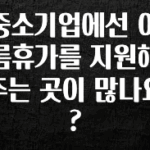 올해 베스트 중소기업에선 여름휴가를 지원해주는 곳이 많나요? 지금 소개할게요